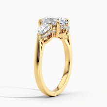 Load image into Gallery viewer, Modern Three Stone Oval Diamond Hidden Halo Engagement Ring
