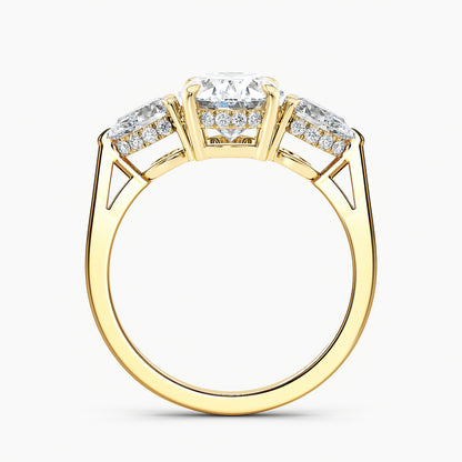 Oval 3.10 Ct Lab Grown Diamond Three Stone Ring - Sterling Silver