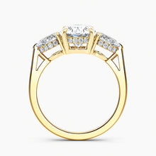 Load image into Gallery viewer, Modern Three Stone Oval Diamond Hidden Halo Engagement Ring

