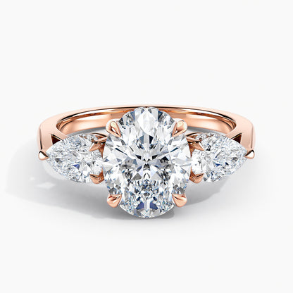 Oval 3.10 Ct Lab Grown Diamond Three Stone Ring - Sterling Silver