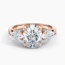 Load image into Gallery viewer, Modern Three Stone Oval Diamond Hidden Halo Engagement Ring
