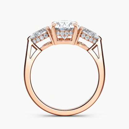 Oval 3.10 Ct Lab Grown Diamond Three Stone Ring - Sterling Silver