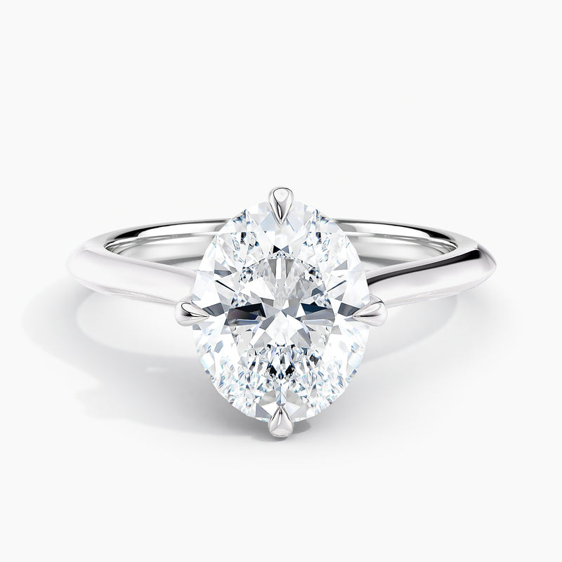 East-West Knife Edge Oval Solitaire Engagement Ring