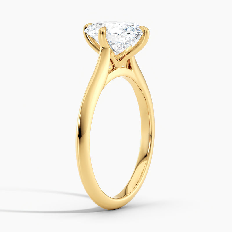East-West Knife Edge Oval Solitaire Engagement Ring