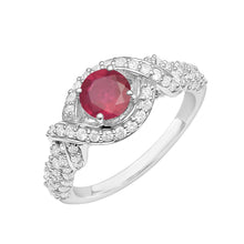 Load image into Gallery viewer, Ruby Crossover Pavé Setting Ring - Sterling Silver
