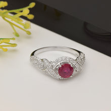 Load image into Gallery viewer, Ruby Crossover Pavé Setting Ring - Sterling Silver
