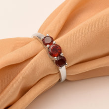 Load image into Gallery viewer, Garnet Classic Trio Stone Ring – Sterling Silver
