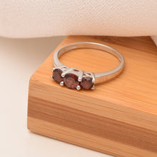 Load image into Gallery viewer, Garnet Classic Trio Stone Ring – Sterling Silver
