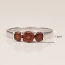 Load image into Gallery viewer, Garnet Classic Trio Stone Ring – Sterling Silver
