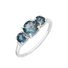 Load image into Gallery viewer, London Blue Topaz Classic Three-Stone Ring – Sterling Silver

