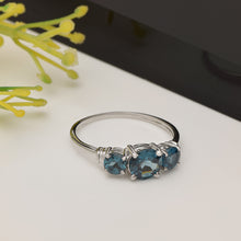 Load image into Gallery viewer, London Blue Topaz Classic Three-Stone Ring – Sterling Silver
