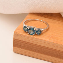 Load image into Gallery viewer, London Blue Topaz Classic Three-Stone Ring – Sterling Silver

