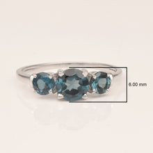 Load image into Gallery viewer, London Blue Topaz Classic Three-Stone Ring – Sterling Silver
