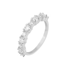 Load image into Gallery viewer, Moissanite Half Eternity Band Ring - Sterling Silver
