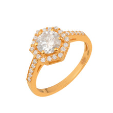 Load image into Gallery viewer, Moissanite Hexagonal Halo Pave Band Ring – Sterling Silver

