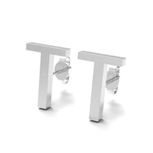 Load image into Gallery viewer, Initial &quot;T&quot; Monogram Stud Earring – Sterling Silver
