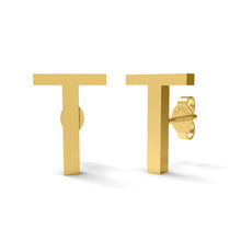 Load image into Gallery viewer, Initial &quot;T&quot; Monogram Stud Earring – Sterling Silver
