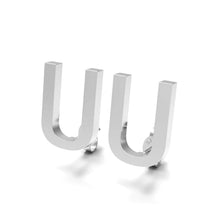 Load image into Gallery viewer, Initial &quot;U&quot; Monogram Stud Earring – Sterling Silver
