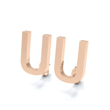 Load image into Gallery viewer, Initial &quot;U&quot; Monogram Stud Earring – Sterling Silver

