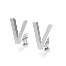 Load image into Gallery viewer, Initial &quot;V&quot; Monogram Stud Earring – Sterling Silver
