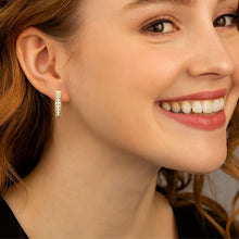 Load image into Gallery viewer, Classic Channel Set Moissanite Hoop Earrings – Sterling Silver
