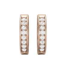 Load image into Gallery viewer, Classic Channel Set Moissanite Hoop Earrings – Sterling Silver
