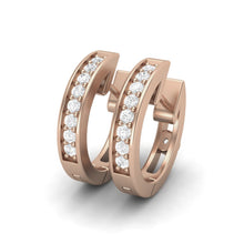 Load image into Gallery viewer, Classic Channel Set Moissanite Hoop Earrings – Sterling Silver
