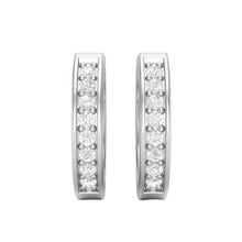 Load image into Gallery viewer, Classic Channel Set Moissanite Hoop Earrings – Sterling Silver
