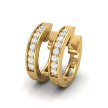 Load image into Gallery viewer, Classic Channel Set Moissanite Hoop Earrings – Sterling Silver
