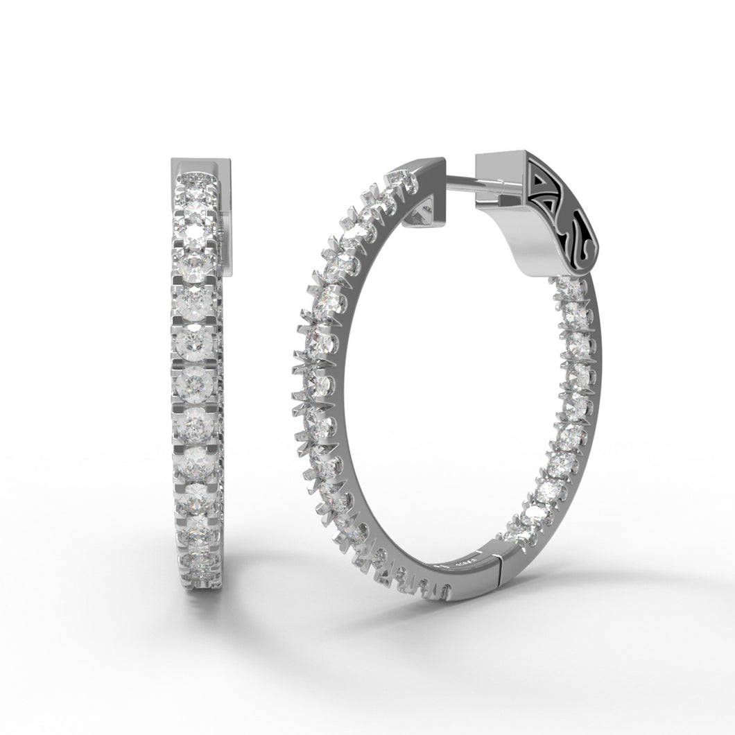 Moissanite Classic Inside Out Hoop Earrings – Sterling Silver