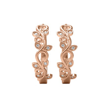 Load image into Gallery viewer, Moissanite Leaf Vine Scroll Hoop Earrings – Sterling Silver

