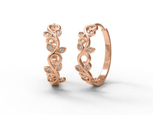 Load image into Gallery viewer, Moissanite Leaf Vine Scroll Hoop Earrings – Sterling Silver

