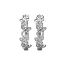 Load image into Gallery viewer, Moissanite Leaf Vine Scroll Hoop Earrings – Sterling Silver
