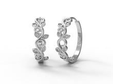 Load image into Gallery viewer, Moissanite Leaf Vine Scroll Hoop Earrings – Sterling Silver
