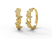 Load image into Gallery viewer, Moissanite Leaf Vine Scroll Hoop Earrings – Sterling Silver
