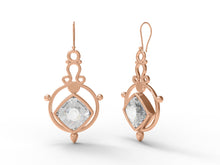 Load image into Gallery viewer, Moissanite Cushion Dangle Drop Earrings - Sterling Silver
