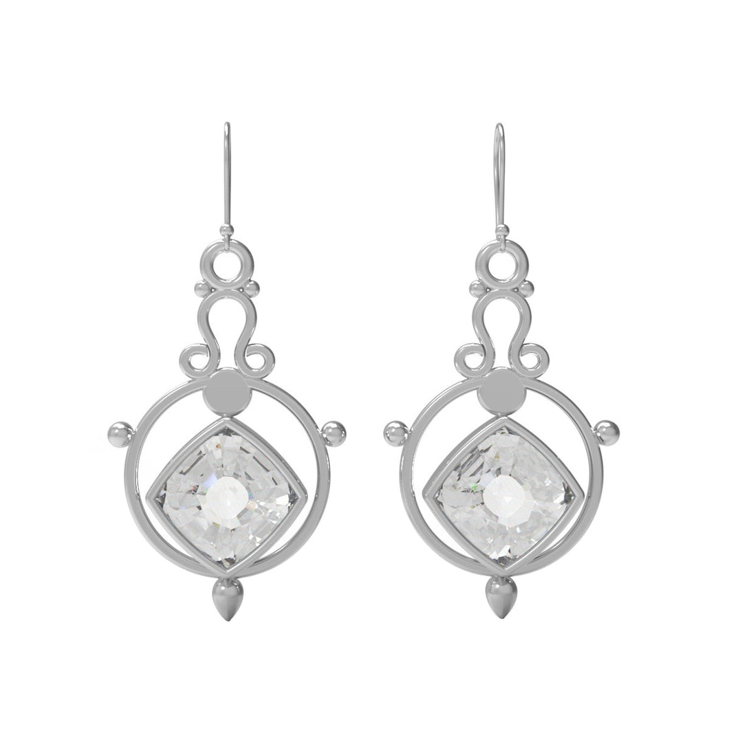 Moissanite Cushion Dangle Drop Earrings - Sterling Silver