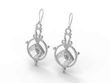 Load image into Gallery viewer, Moissanite Cushion Dangle Drop Earrings - Sterling Silver
