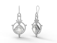 Load image into Gallery viewer, Moissanite Cushion Dangle Drop Earrings - Sterling Silver
