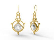 Load image into Gallery viewer, Moissanite Cushion Dangle Drop Earrings - Sterling Silver
