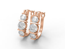 Load image into Gallery viewer, Three-Stone Moissanite Hoop Earrings – Sterling Silver
