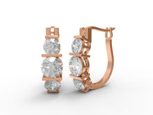 Load image into Gallery viewer, Three-Stone Moissanite Hoop Earrings – Sterling Silver
