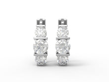 Load image into Gallery viewer, Three-Stone Moissanite Hoop Earrings – Sterling Silver
