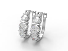 Load image into Gallery viewer, Three-Stone Moissanite Hoop Earrings – Sterling Silver
