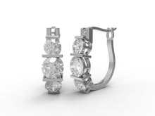 Load image into Gallery viewer, Three-Stone Moissanite Hoop Earrings – Sterling Silver
