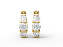 Load image into Gallery viewer, Three-Stone Moissanite Hoop Earrings – Sterling Silver

