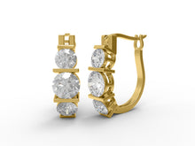 Load image into Gallery viewer, Three-Stone Moissanite Hoop Earrings – Sterling Silver
