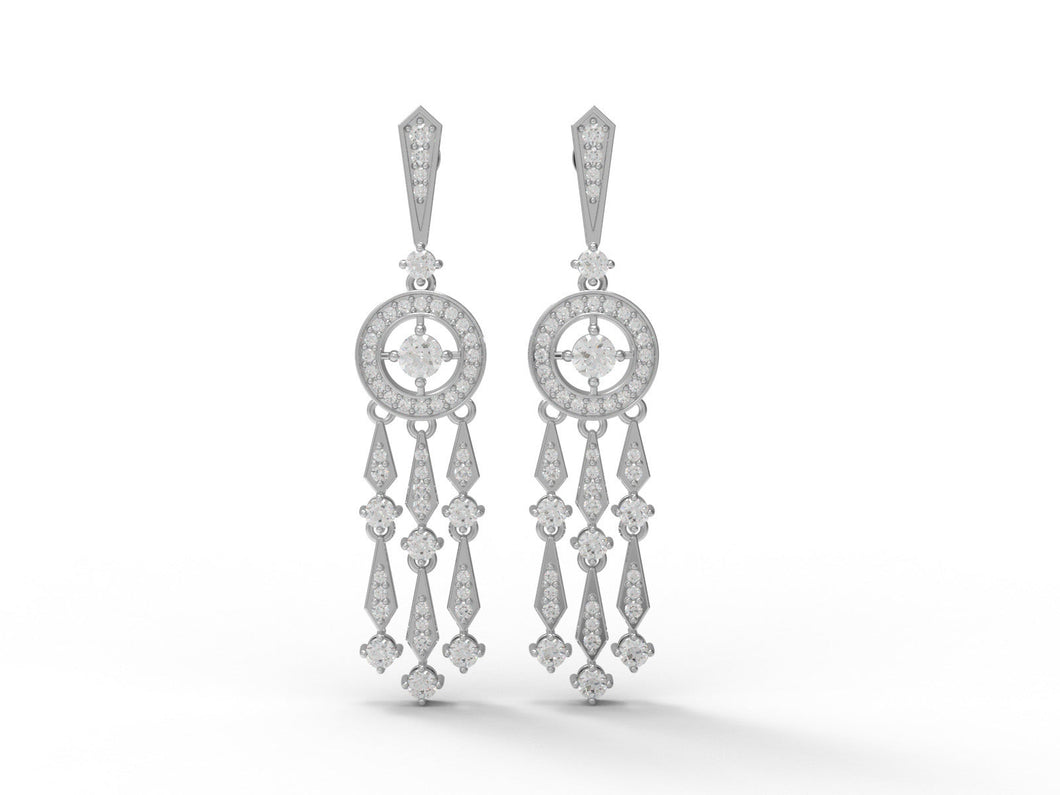 Moissanite Dangle Drop Chandelier Earrings - Sterling Silver