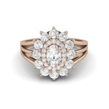 Load image into Gallery viewer, Moissanite Sunburst Halo Ring – Sterling Silver
