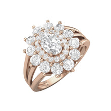 Load image into Gallery viewer, Moissanite Sunburst Halo Ring – Sterling Silver
